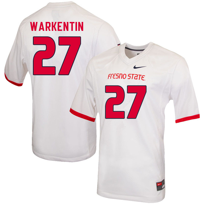 Men #27 Ryan Warkentin Fresno State Bulldogs College Football Jerseys Sale-White